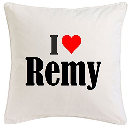 Kissenbezug I Love Remy 40cmx40cm aus Mikrofaser geschmackvolle Dekoration für jedes Wohnzimmer oder Schlafzimmer in Weiß mit Reißverschluss von Reifen-Markt