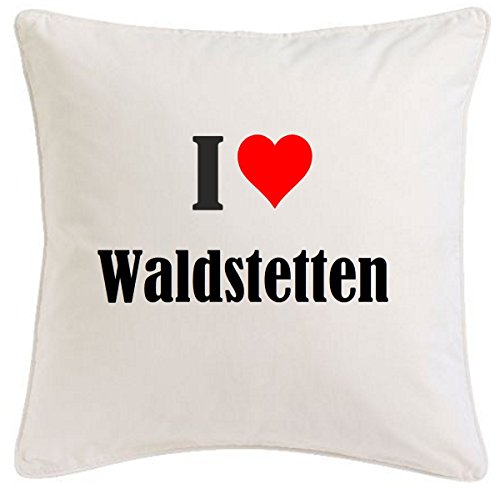 Kissenbezug I Love Waldstetten 40cmx40cm aus Mikrofaser geschmackvolle Dekoration für jedes Wohnzimmer oder Schlafzimmer in Weiß mit Reißverschluss von Reifen-Markt