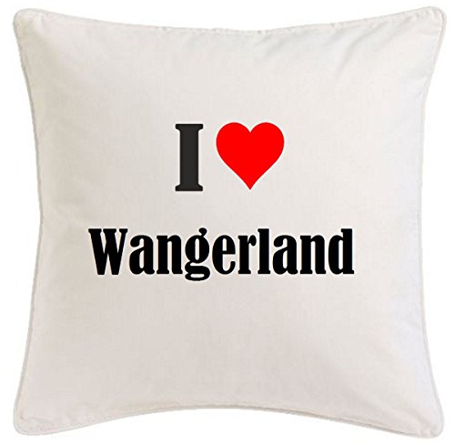 Kissenbezug I Love Wangerland 40cmx40cm aus Mikrofaser geschmackvolle Dekoration für jedes Wohnzimmer oder Schlafzimmer in Weiß mit Reißverschluss von Reifen-Markt
