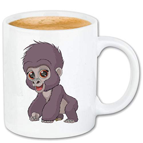 Reifen-Markt Kaffeetasse AFFE AFFEN BABY MENSCHENAFFE GORILLA - MENSCHENAFFE - SILBERRÜCKEN - GORILLA BABY - SCHIMPANSE Keramik 330 ml in Weiß von Reifen-Markt