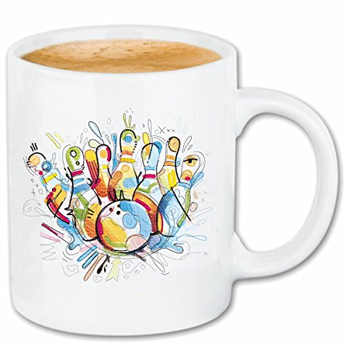 Reifen-Markt Kaffeetasse BOWLING KEGELN VINTAGE KEGELN BOWLINGSKUGEL BÖSER Smile KEGELABEND BOWLINGSABEND BOWLINGSTURNIER Keramik 330 ml in Weiß von Reifen-Markt