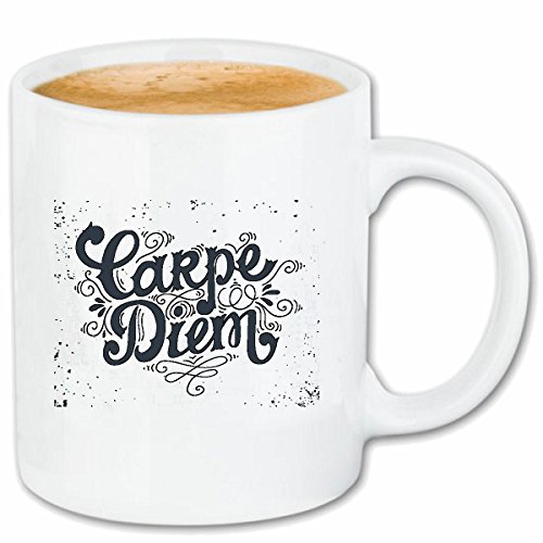 Reifen-Markt Kaffeetasse CARPE DIEM GENIESSE DEN TAG GENIESSE DAS LEBEN GESCHENKIDEE GEBURTSTAG WEIHNACHTEN OSTERN Keramik 330 ml in Weiß von Reifen-Markt