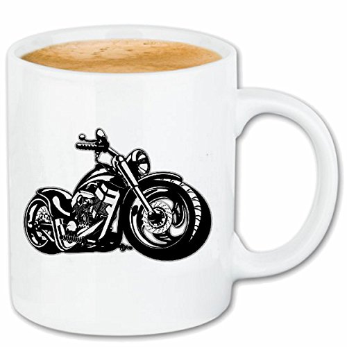 Reifen-Markt Kaffeetasse CUSTOM CHOPPER BIKERSHIRT MOTORRAD CHOPPER GOTHIC MOTORCYCLE SKULL MOTORRADCLUB BIKE ROUTE 66 Keramik 330 ml in Weiß von Reifen-Markt