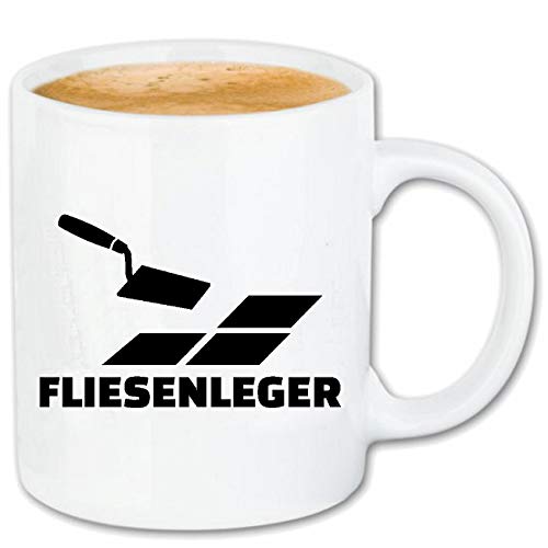 Reifen-Markt Kaffeetasse FLIESENLEGER - HANDWERKER - FLIESEN - FLIESENKLEBER - BODENFLIESEN Keramik 330 ml in Weiß von Reifen-Markt