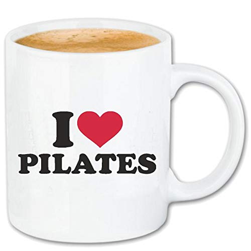 Reifen-Markt Kaffeetasse I LOVE PILATES QUEEN - GYMNASTIK - FITNESS - FITNESSSTUDIO - ABNEHMEN Keramik 330 ml in Weiß von Reifen-Markt