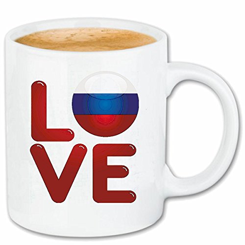Reifen-Markt Kaffeetasse I LOVE RUSSIA ICH LIEBE RUSSLAND RUSSEN RUSSIN KLITSCHKO URLAUB URLAUBSZIEL HOLIDAY Keramik 330 ml in Weiß von Reifen-Markt