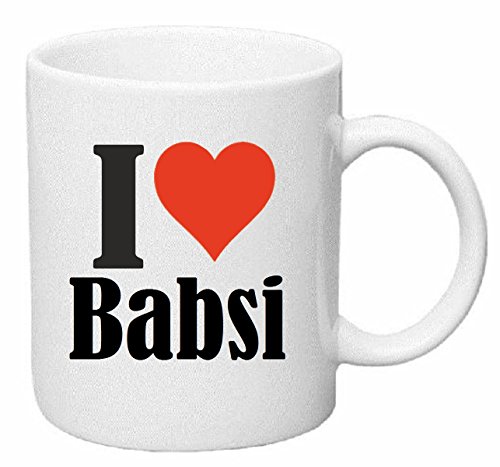 Reifen-Markt Kaffeetasse I Love Babsi Keramik Höhe 9,5cm ? 8cm in Weiß von Reifen-Markt