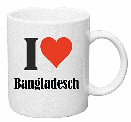 Reifen-Markt Kaffeetasse I Love Bangladesch Keramik Höhe 9,5cm ? 8cm in Weiß von Reifen-Markt