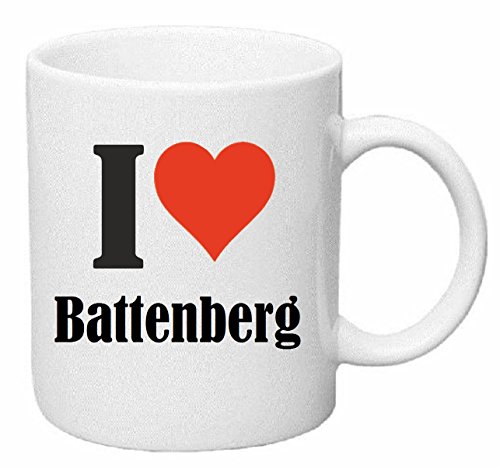 Reifen-Markt Kaffeetasse I Love Battenberg Keramik Höhe 9,5cm ? 8cm in Weiß von Reifen-Markt