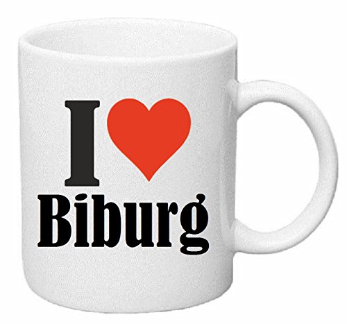 Reifen-Markt Kaffeetasse I Love Biburg Keramik Höhe 9,5cm ? 8cm in Weiß von Reifen-Markt