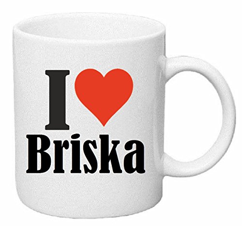 Reifen-Markt Kaffeetasse I Love Briska Keramik Höhe 9,5cm ? 8cm in Weiß von Reifen-Markt