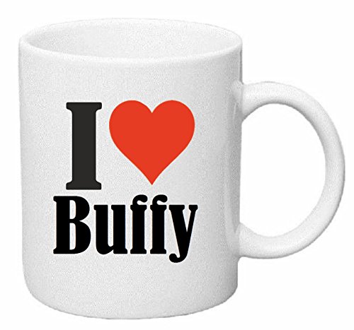 Reifen-Markt Kaffeetasse I Love Buffy Keramik Höhe 9,5cm ? 8cm in Weiß von Reifen-Markt