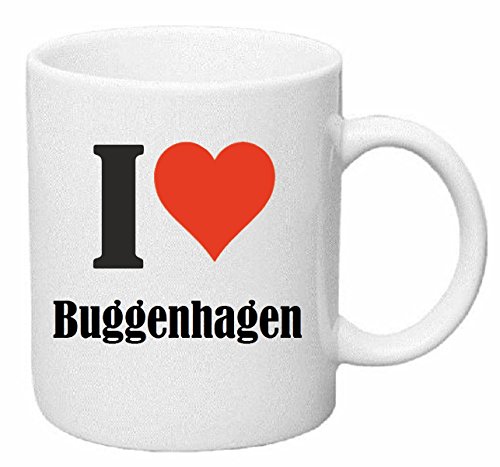 Reifen-Markt Kaffeetasse I Love Buggenhagen Keramik Höhe 9,5cm ? 8cm in Weiß von Reifen-Markt