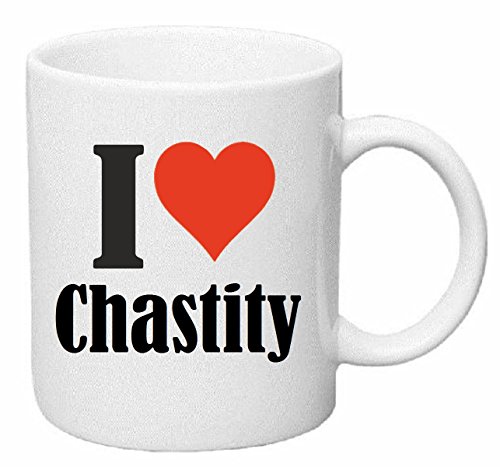Reifen-Markt Kaffeetasse I Love Chastity Keramik Höhe 9,5cm ? 8cm in Weiß von Reifen-Markt