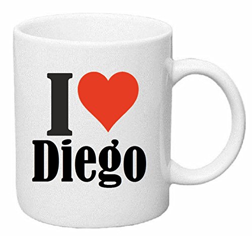 Reifen-Markt Kaffeetasse I Love Diego Keramik Höhe 9,5cm ? 8cm in Weiß von Reifen-Markt