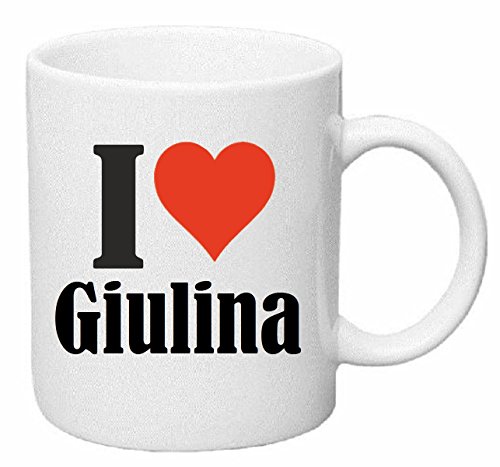 Reifen-Markt Kaffeetasse I Love Giulina Keramik Höhe 9,5cm ? 8cm in Weiß von Reifen-Markt