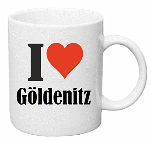 Reifen-Markt Kaffeetasse I Love Göldenitz Keramik Höhe 9,5cm ? 8cm in Weiß von Reifen-Markt