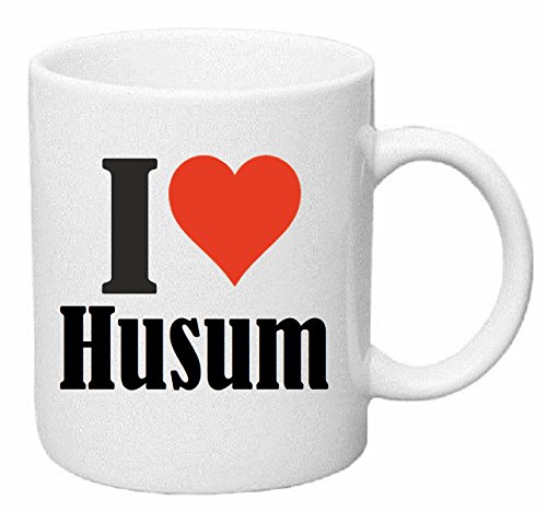 Reifen-Markt Kaffeetasse I Love Husum Keramik Höhe 9,5cm ? 8cm in Weiß von Reifen-Markt