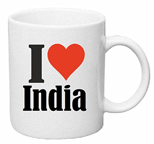 Reifen-Markt Kaffeetasse I Love India Keramik Höhe 9,5cm ? 8cm in Weiß von Reifen-Markt