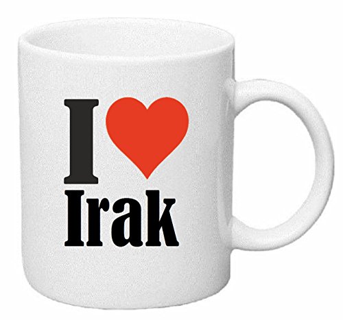 Reifen-Markt Kaffeetasse I Love Irak Keramik Höhe 9,5cm ? 8cm in Weiß von Reifen-Markt