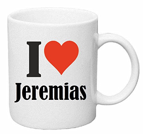 Reifen-Markt Kaffeetasse I Love Jeremias Keramik Höhe 9,5cm ? 8cm in Weiß von Reifen-Markt