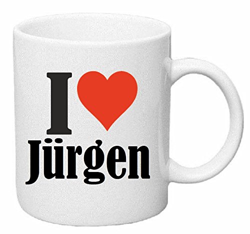 Reifen-Markt Kaffeetasse I Love Jürgen Keramik Höhe 9,5cm ? 8cm in Weiß von Reifen-Markt