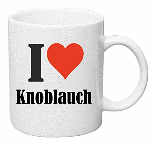 Reifen-Markt Kaffeetasse I Love Knoblauch Keramik Höhe 9,5cm ? 8cm in Weiß von Reifen-Markt