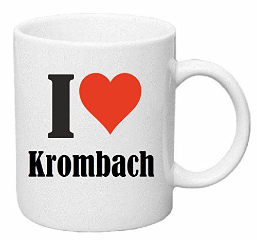 Reifen-Markt Kaffeetasse I Love Krombach Keramik Höhe 9,5cm ? 8cm in Weiß von Reifen-Markt