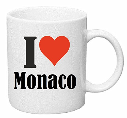 Reifen-Markt Kaffeetasse I Love Monaco Keramik Höhe 9,5cm ? 8cm in Weiß von Reifen-Markt