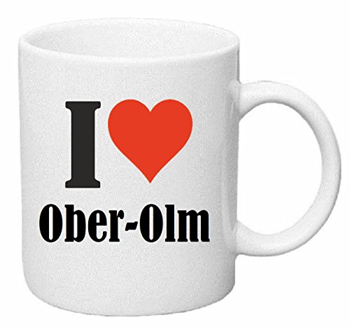 Reifen-Markt Kaffeetasse I Love Ober-Olm Keramik Höhe 9,5cm ? 8cm in Weiß von Reifen-Markt