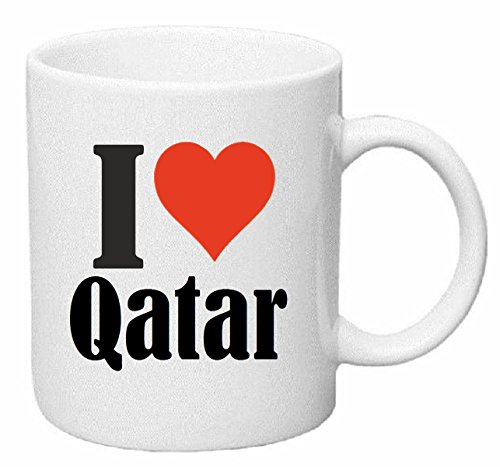 Reifen-Markt Kaffeetasse I Love Qatar Keramik Höhe 9,5cm ? 8cm in Weiß von Reifen-Markt
