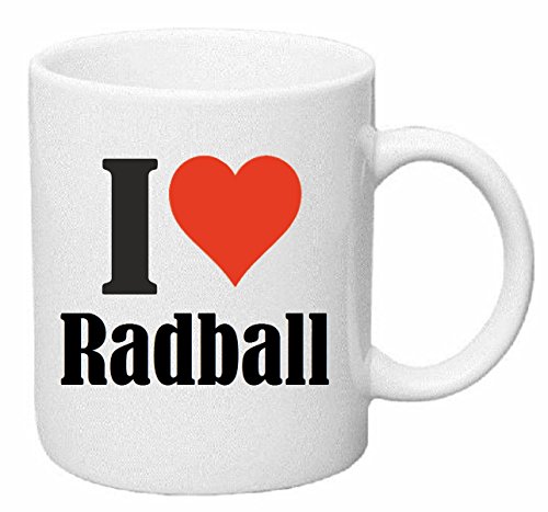 Reifen-Markt Kaffeetasse I Love Radball Keramik Höhe 9,5cm ? 8cm in Weiß von Reifen-Markt