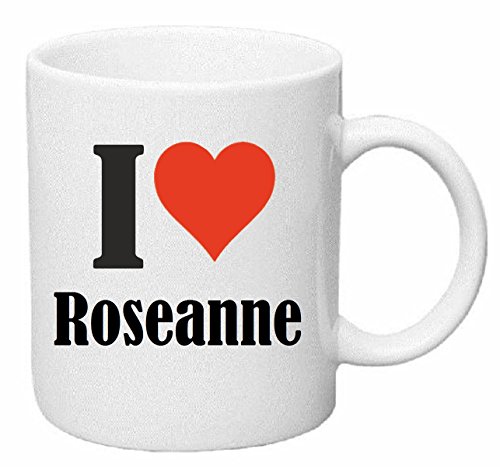 Reifen-Markt Kaffeetasse I Love Roseanne Keramik Höhe 9,5cm ? 8cm in Weiß von Reifen-Markt