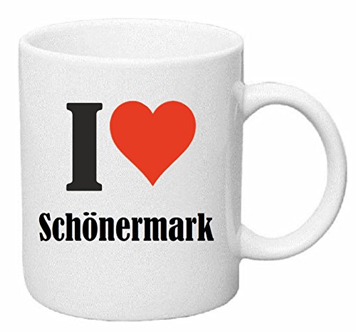 Reifen-Markt Kaffeetasse I Love Schönermark Keramik Höhe 9,5cm ? 8cm in Weiß von Reifen-Markt
