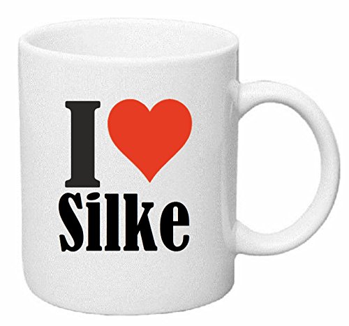 Reifen-Markt Kaffeetasse I Love Silke Keramik Höhe 9,5cm ? 8cm in Weiß von Reifen-Markt