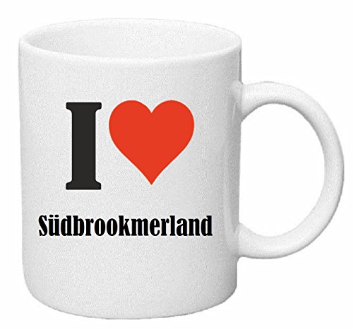 Reifen-Markt Kaffeetasse I Love Südbrookmerland Keramik Höhe 9,5cm ? 8cm in Weiß von Reifen-Markt