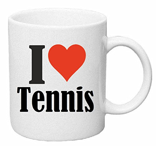 Reifen-Markt Kaffeetasse I Love Tennis Keramik Höhe 9,5cm ? 8cm in Weiß von Reifen-Markt