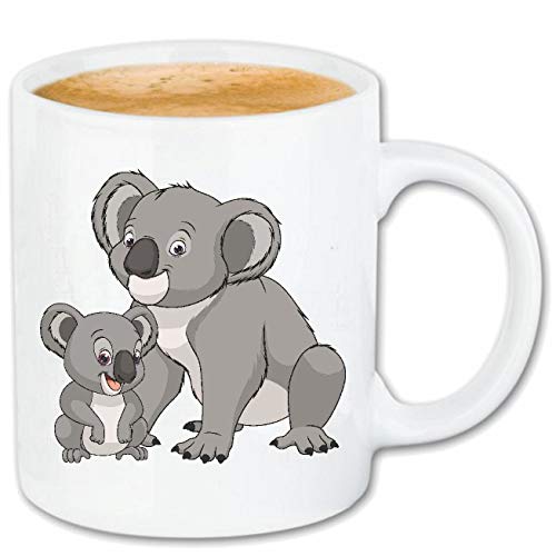 Reifen-Markt Kaffeetasse KOALA BÄR MIT SEINEM JUNGEN - PANDA - KOALA - PANDA BABY - KUSCHELTIERE Keramik 330 ml in Weiß von Reifen-Markt