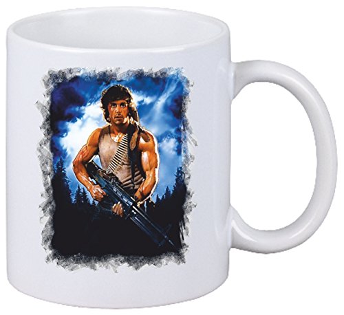 Kaffeetasse Rambo Motiv Nr. 05 Fan Tasse Teetasse Keramik Höhe 9,5cm ? 8cm in Weiß von Reifen-Markt