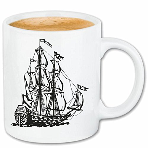 Reifen-Markt Kaffeetasse SEGELBOOT SEGELSCHIFF PIRATENSCHIFF VINTAGE ANKER SKULL PIRAT SEGELBOOT SEGELSCHIFF STEUERRAD TOTENKOPF SEERÄUBER SAILING COLLEKTION SKULL K von Reifen-Markt