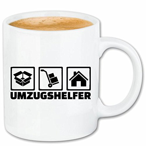 Reifen-Markt Kaffeetasse UMZUGSHELFER - MÖBELPACKER - UMZUGSFIRMA - UMZUG - WOHNUNG Keramik 330 ml in Weiß von Reifen-Markt