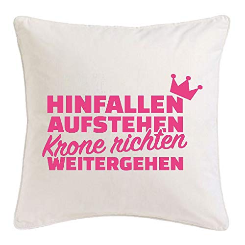 Reifen-Markt Kissenbezug 40x40cm Hinfallen AUFSTEHEN Krone RICHTEN WEITERGEHEN - MÄDCHEN - Girl - Tochter - Girly aus Mikrofaser in Weiß von Reifen-Markt