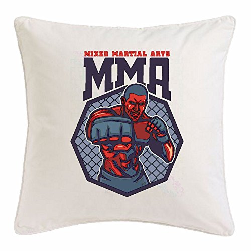 Reifen-Markt Kissenbezug 40x40cm MMA Mixed Material Arts Kampfsport Street Fighter Boxen Karate Judo Kickboxen Boxhandschuhe KOPFSCHUTZ GEBISSSCHUTZ Kickboxer aus Mikrofaser in Weiß von Reifen-Markt