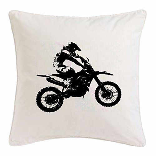 Reifen-Markt Kissenbezug 40x40cm Motocross Silhouette 125CCM Moto-Cross Freestyle Motocross Motorrad Sport Bekleidung Biker Motorrad Bike Maschine aus Mikrofaser in Weiß von Reifen-Markt