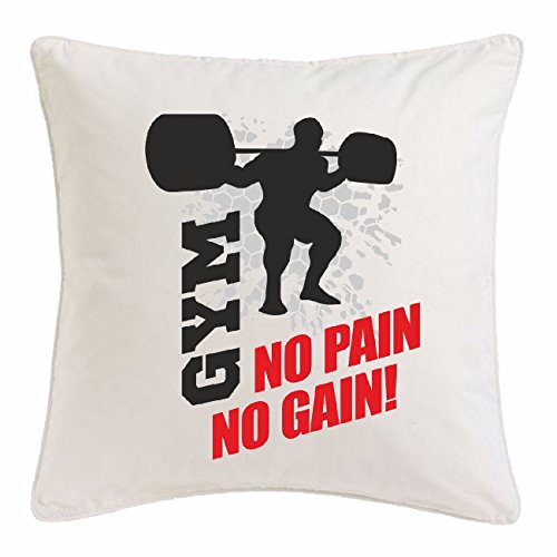 Reifen-Markt Kissenbezug 40x40cm NO Pain NO GAIN Gym Bodybuilding Gym KRAFTTRAINING FITNESSSTUDIO Muskelaufbau NAHRUNGSERGÄNZUNG Gewichtheben Bodybuilder aus Mikrofaser in Weiß von Reifen-Markt