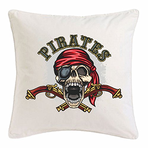 Reifen-Markt Kissenbezug 40x40cm Pirat - SEERÄUBER - Piraten - Piratenschiff - GOLDSCHATZ aus Mikrofaser in Weiß von Reifen-Markt