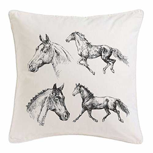 Reifen-Markt Kissenbezug 40x40cm Vintage Pferde REITEN Reiter Pferdesport Pferdekopf Dressurreiten Rodeo Cowboy Springreiten Reitsport Hengst Pony aus Mikrofaser in Weiß von Reifen-Markt