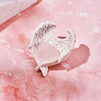 Rosenquarz Herz Palme Stein & Engelsflügel Teller Kristall Geschenk-Set, Herz-Chakra Stein, Liebe Edelstein Altar Decor, Freundin von ReijuUK