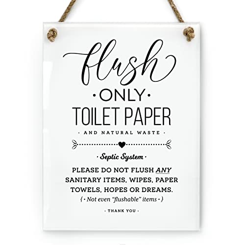 15,2 x 20,3 cm Septic System Flush Only Toilet Paper, Not Hopes & Dreams, Designer-Badezimmerschild ~ fertig zum Aufhängen ~ Premium-Finish, langlebig (1) von Reilly Originals