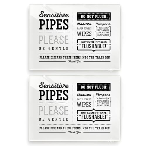 Design-Schild "Sensitive Pipes Do Not Flush", 12,7 x 17,8 cm, fertig zum Aufkleben, Anlehnen oder Rahmen, Premium-Finish, langlebig (2) von Reilly Originals
